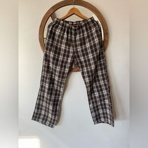 Brandy Melville Brown Plaid Cotton Blend Casual Pants Medium